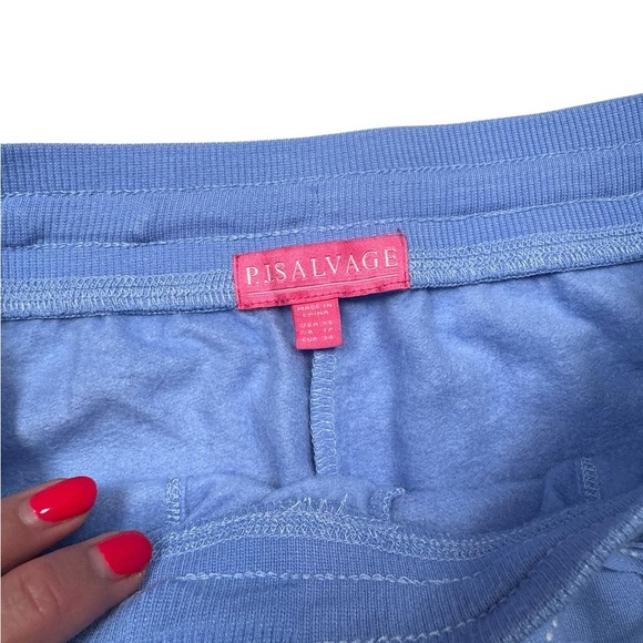 P.J. Salvage Blue Jogger Sweatpants Loungewear Heart Eyes Smiley Face Small D137 - Picture 3 of 9